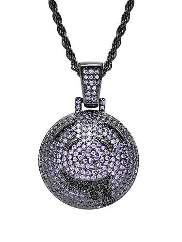 Brass Cubic Zirconia Cartoon drooling expression Hip Hop Necklace