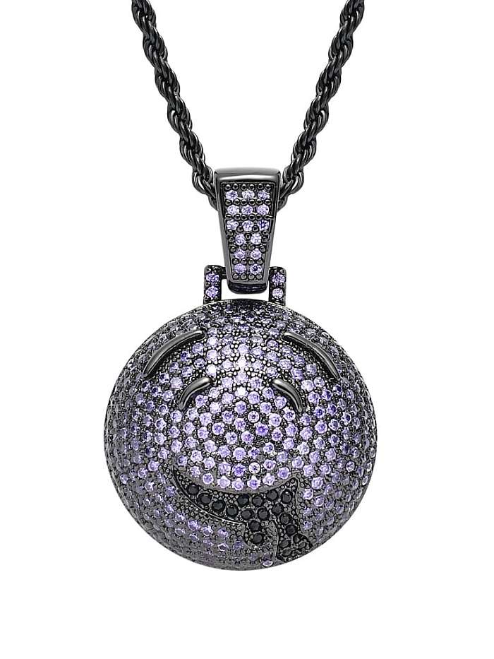 Brass Cubic Zirconia Cartoon drooling expression Hip Hop Necklace