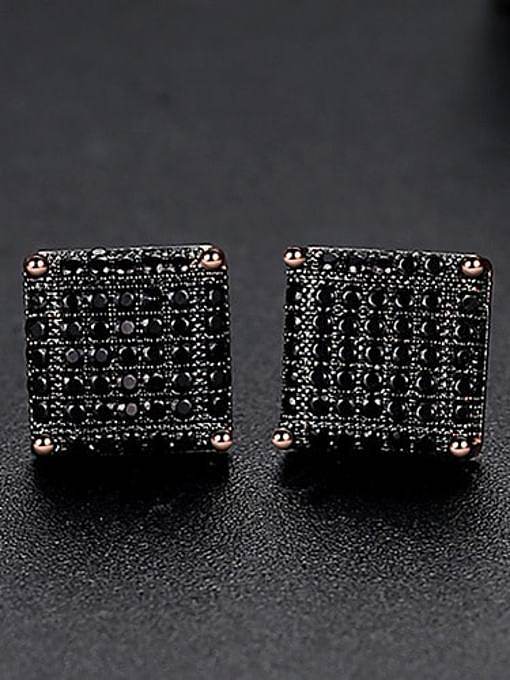 Arete cuadrado de hip hop con circonita cúbica de cobre