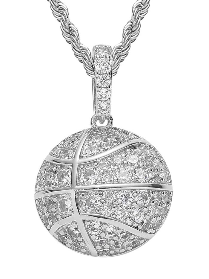 Collier Hip Hop Rond en Laiton Cubic Zirconia