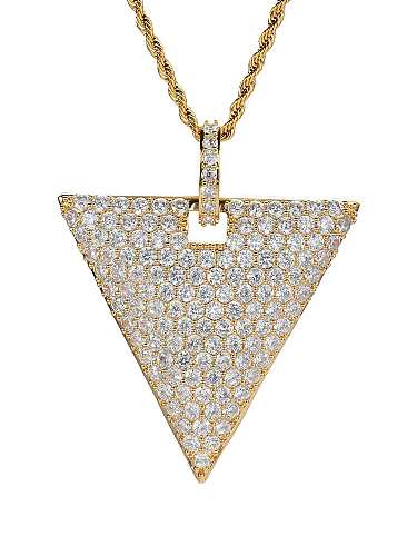 Brass Cubic Zirconia Geometric Hip Hop Necklace
