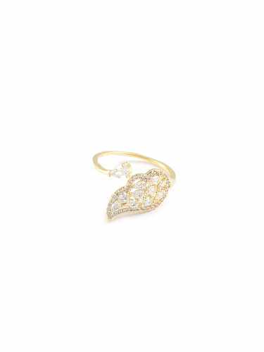 Bague Dainty Feuille en Laiton Cubic Zirconia