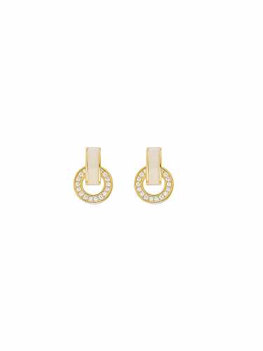 Brass Cubic Zirconia Geometric Dainty Stud Earring