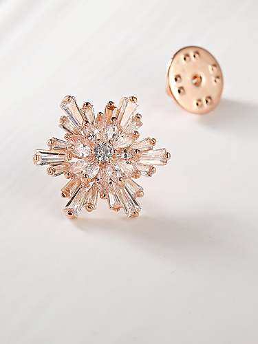 Broche Tendance Flocon de Neige en Laiton Cubic Zirconia