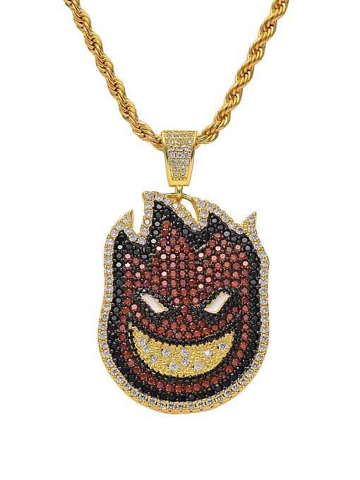 Brass Cubic Zirconia Little fireman Hip Hop Necklace