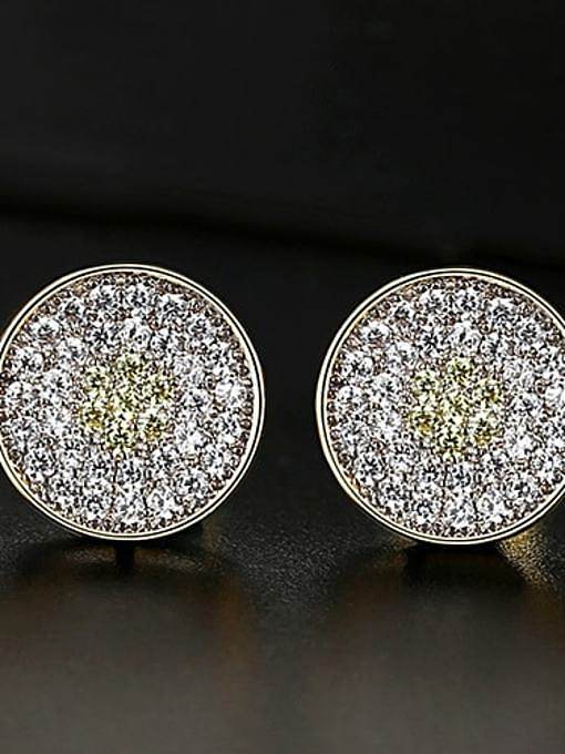 Copper Cubic Zirconia Round Hip Hop Stud Earring