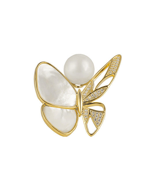 Brass Shell Butterfly Trend Brooch