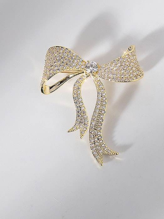 Brass Cubic Zirconia Bowknot Luxury Brooch