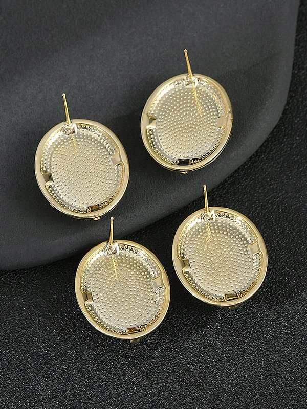 Brass Enamel Geometric Vintage Stud Earring