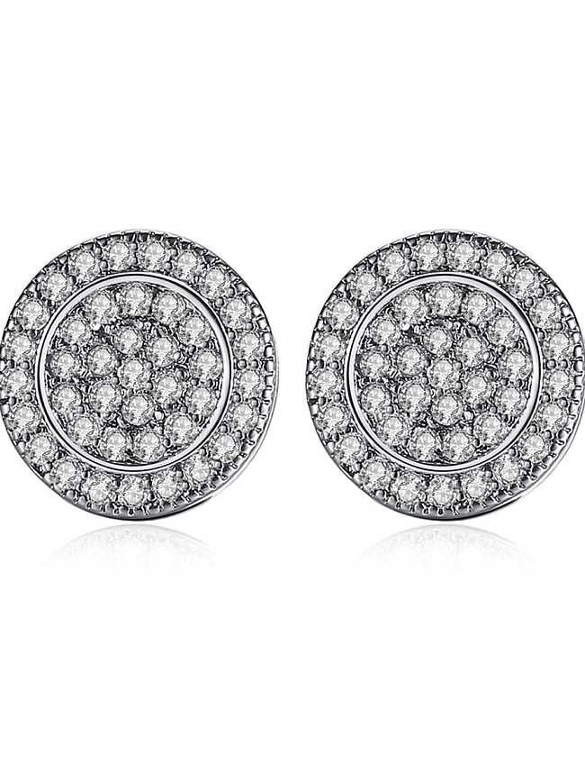 Copper Cubic Zirconia Round Hip Hop Stud Earring