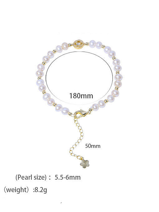 Brass Freshwater Pearl Round Minimalist Beaded Bracelet