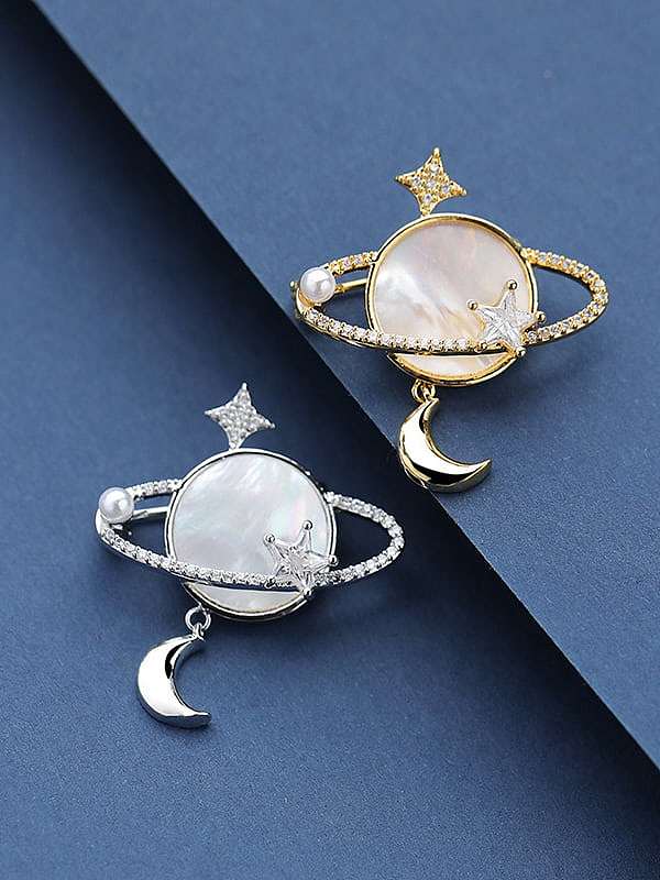 Broche Cosmic Stars Tendance Coquillage en Laiton