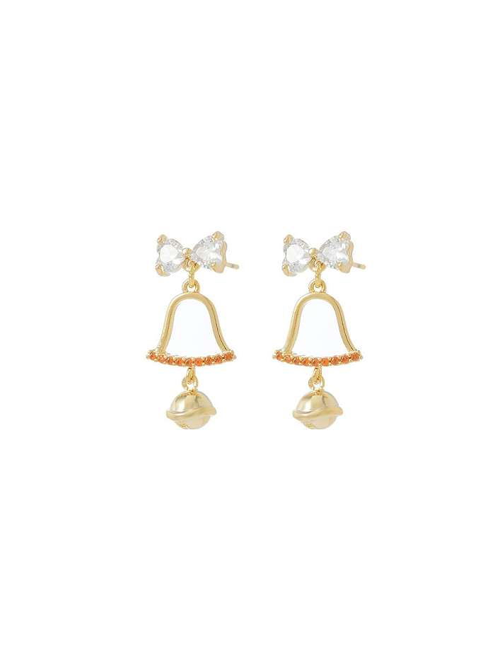Brass Cubic Zirconia Bowknot Dainty Stud Earring
