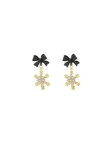 Brass Cubic Zirconia Bowknot Dainty Drop Earring