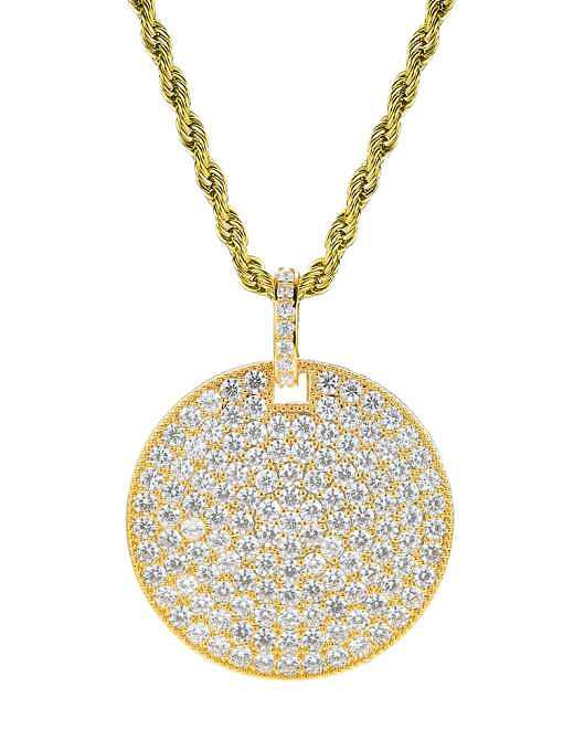 Brass Cubic Zirconia Round Trend Necklace