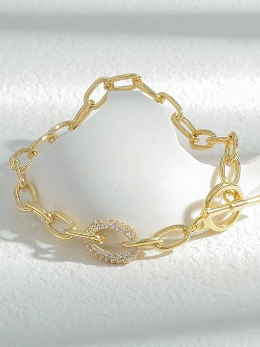 Brass Cubic Zirconia Geometric Trend Bracelet