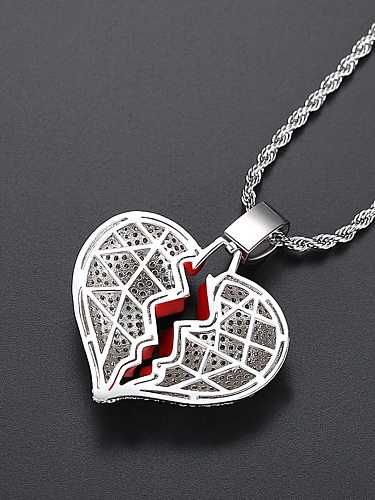 Copper Cubic Zirconia Heart Hip Hop Necklace