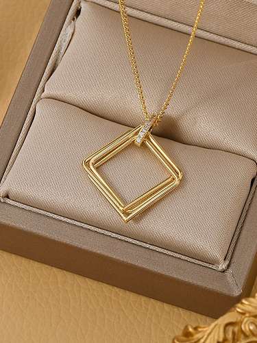 Brass Cubic Zirconia Geometric Trend Necklace