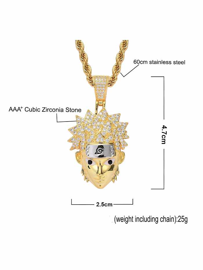 Brass Cubic Zirconia Naruto Hip Hop Necklace