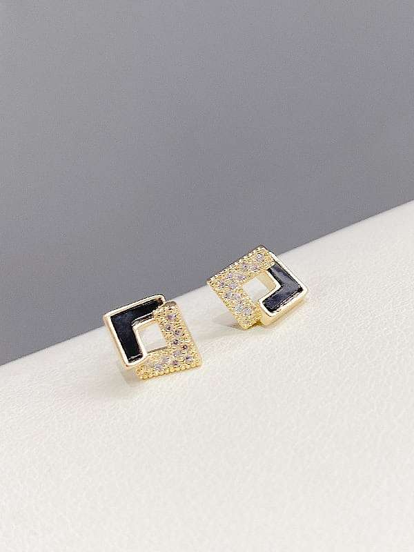 Brass Cubic Zirconia Geometric Minimalist Stud Earring Set