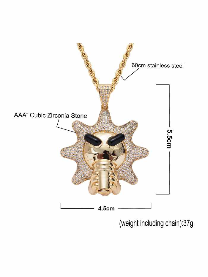 Messing Zirkonia Sun Hip Hop Halskette