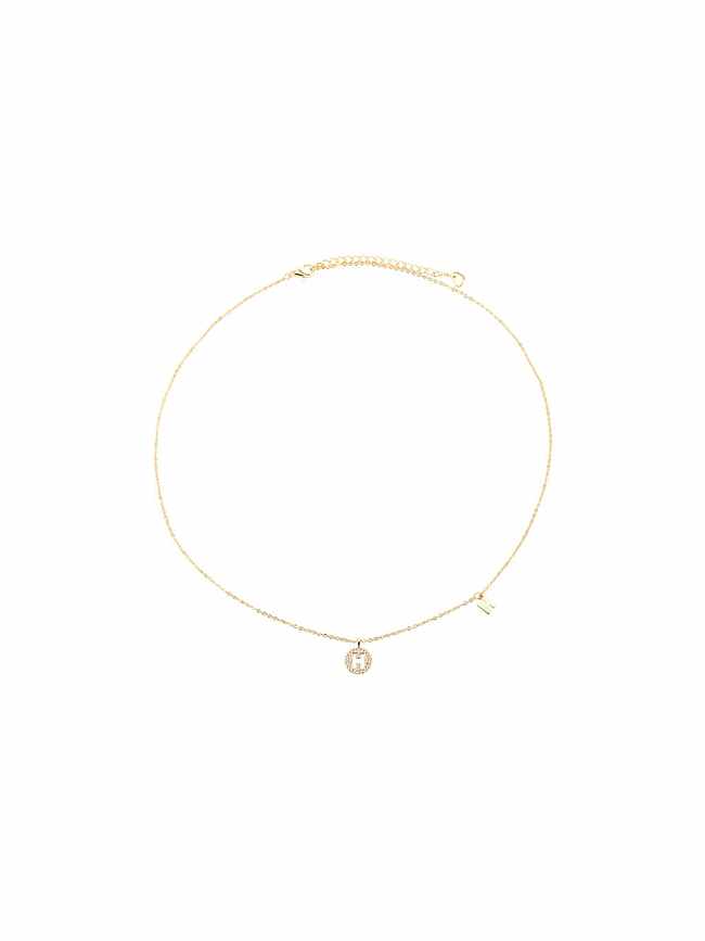 Brass Cubic Zirconia Round Dainty Necklace