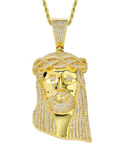 Latón Cubic Zirconia Jesucristo Hip Hop Collar