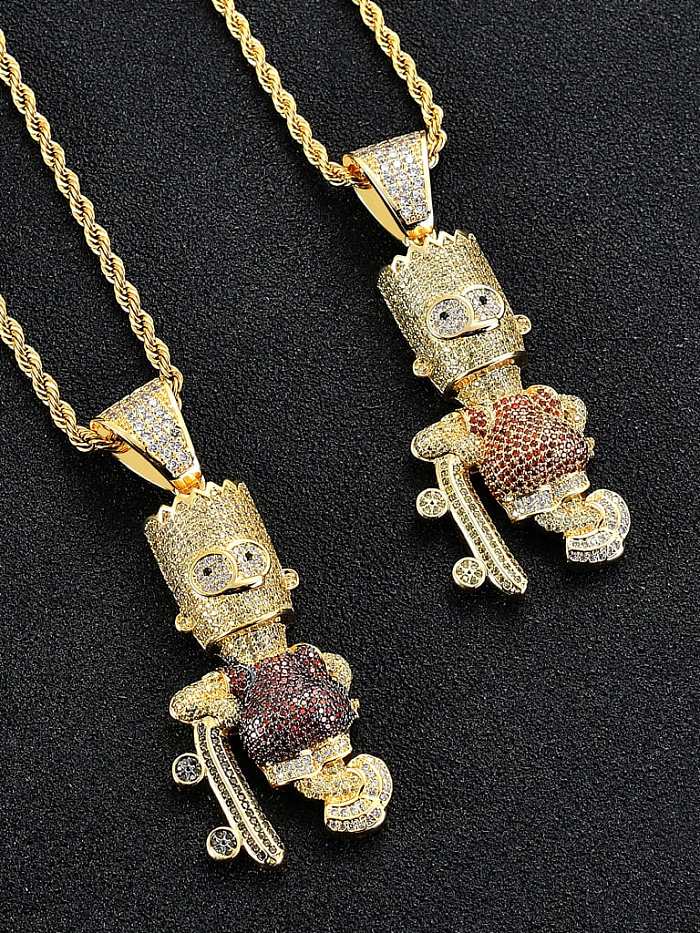 Brass Cubic Zirconia Cartoon character Hip Hop Necklace
