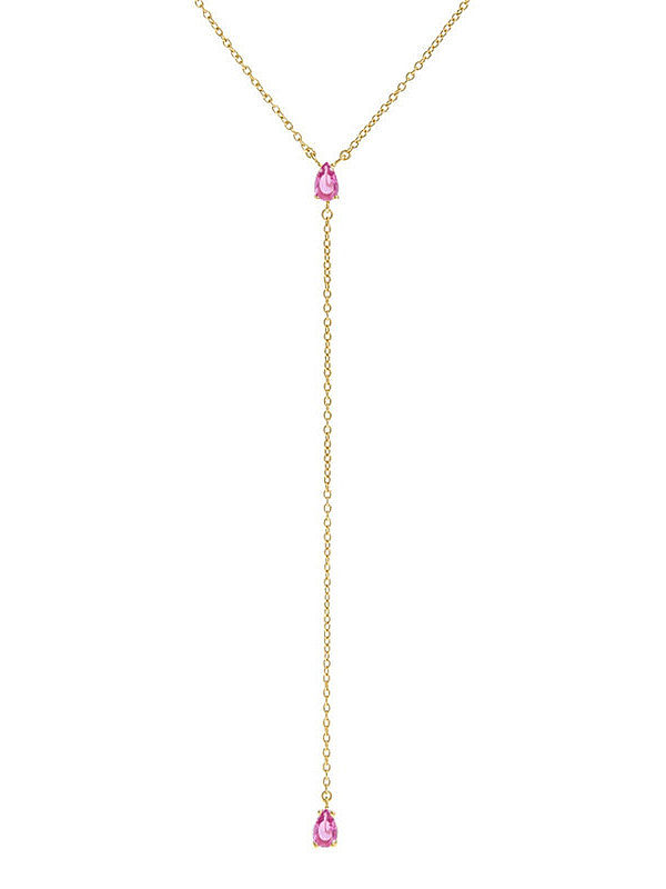 Minimalistische Lariat-Halskette aus 925er Sterlingsilber mit Zirkonia-Quaste