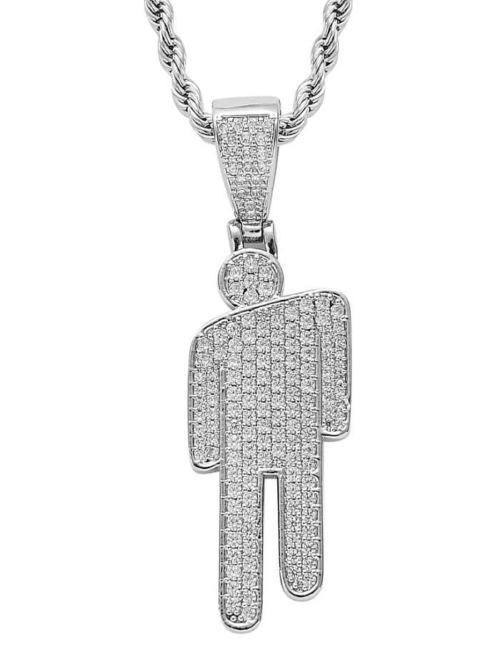 Colar hip hop de zircônia cúbica de latão