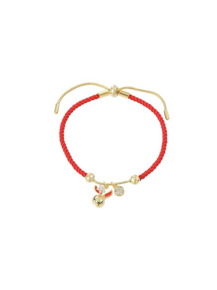 Brass Cubic Zirconia Rabbit Dainty Adjustable Bracelet