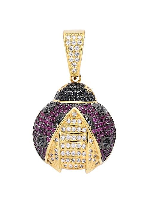 Collar de hip hop con escarabajo de circonita cúbica de latón