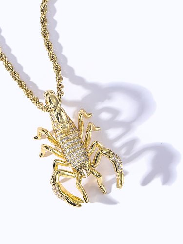 Brass Cubic Zirconia Scorpion Hip Hop Necklace
