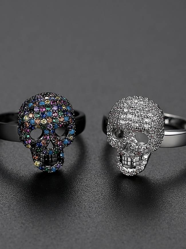 Brass Cubic Zirconia Skull Minimalist Band Ring