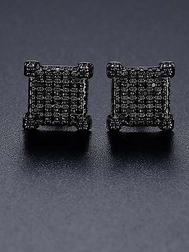 Brass Cubic Zirconia Geometric Hip Hop Stud Earring