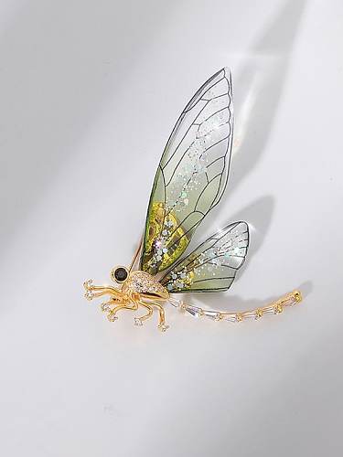 Broche bonito de libélula de acrílico de latão