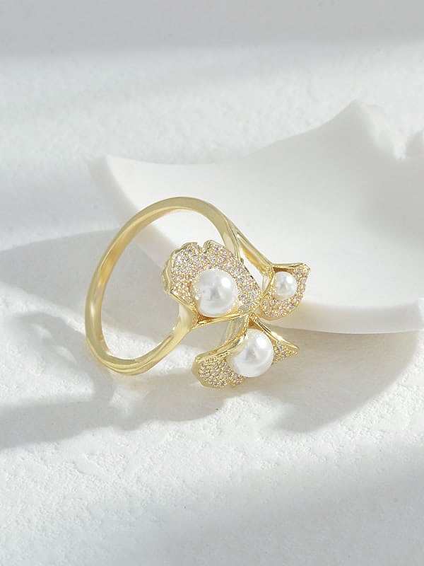 Messing Zirkonia Flower Trend Band Ring