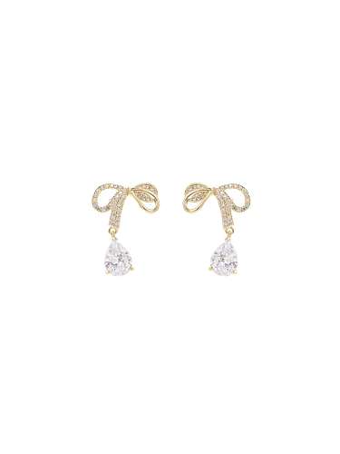 Boucles d'Oreilles Dainty Bowknot Cubic Zirconia en Laiton