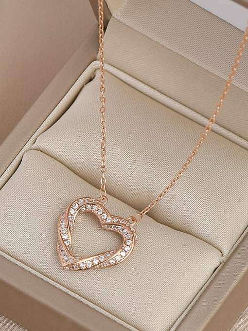 Brass Cubic Zirconia Heart Dainty Necklace