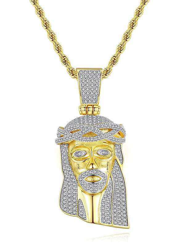 Copper Face Cubic Zirconia Irregular Hip Hop Necklace