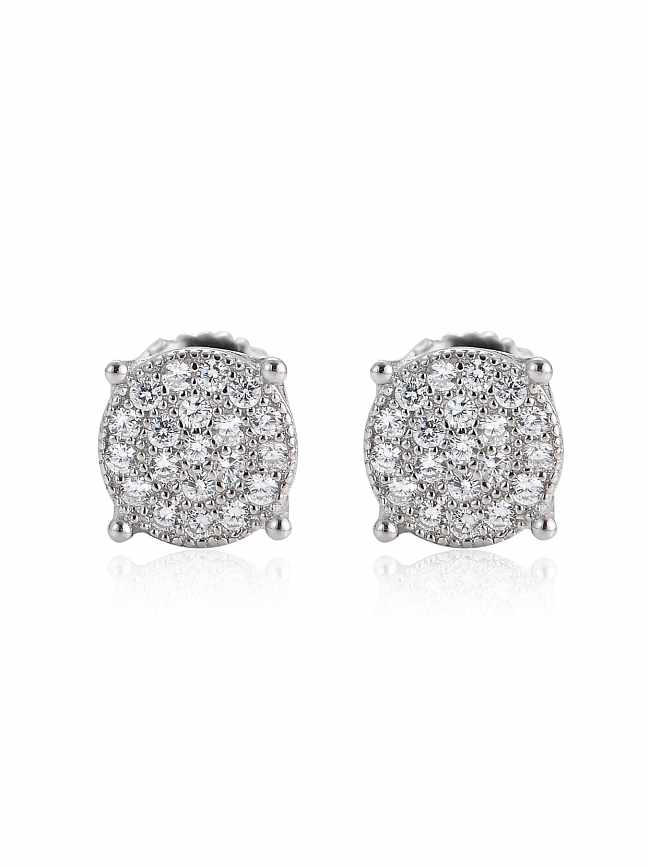 925 Sterling Silver Cubic Zirconia Round Minimalist Stud Earring