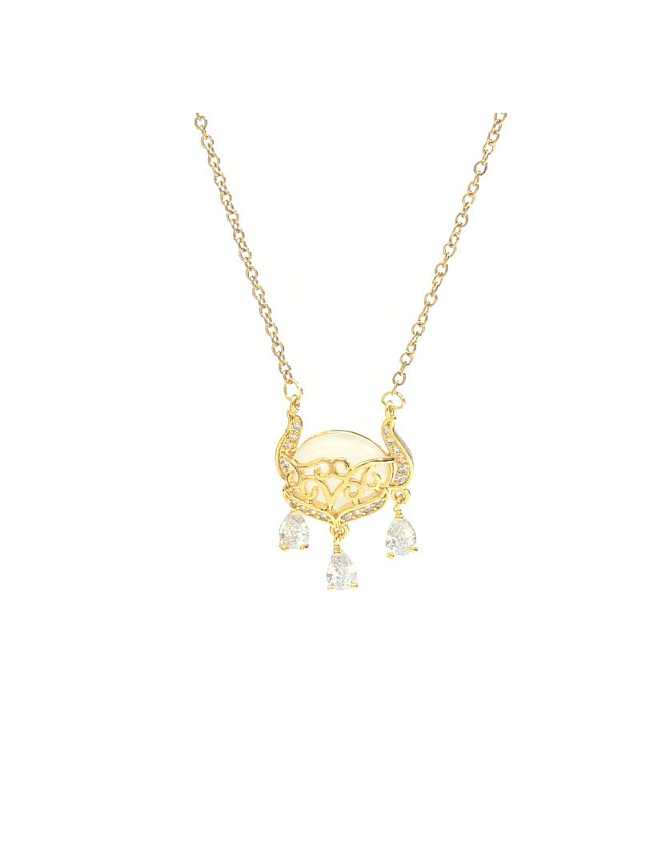 Brass Cats Eye Tassel Dainty Necklace