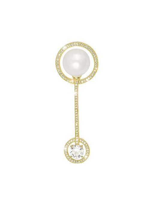 Broche minimalista redondo de perla de imitación de latón