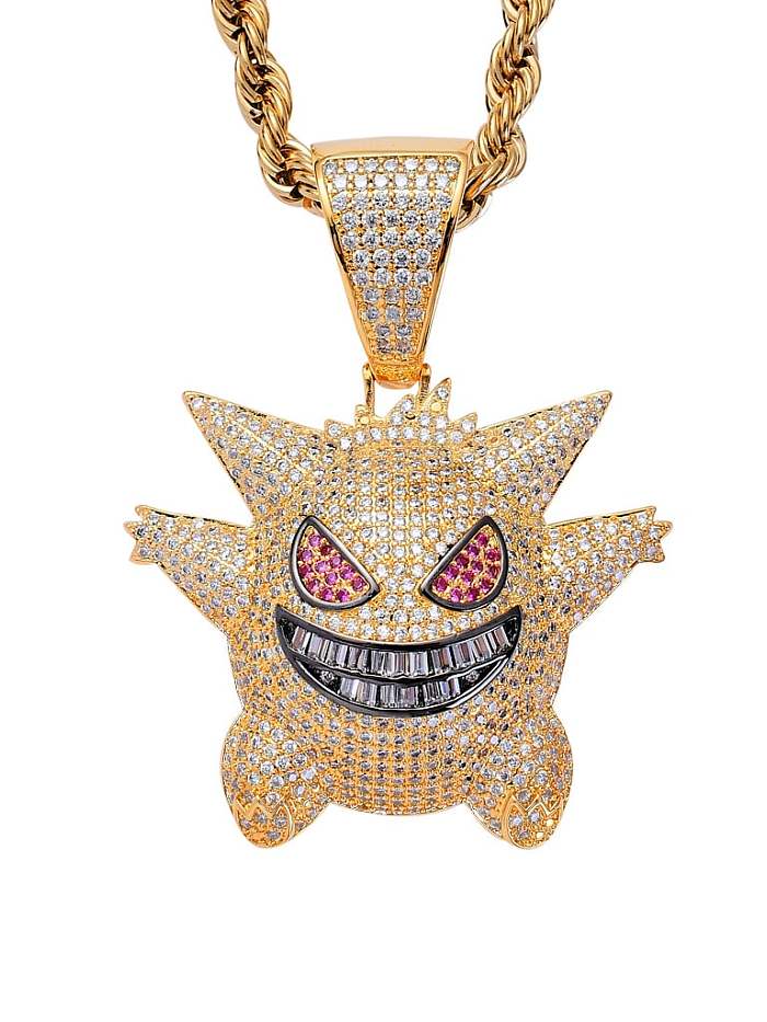 Brass Cubic Zirconia Geng Ghost Hip Hop Necklace