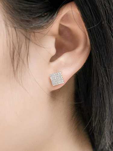 Boucles d'oreilles carrées en argent sterling 925 avec oxyde de zirconium