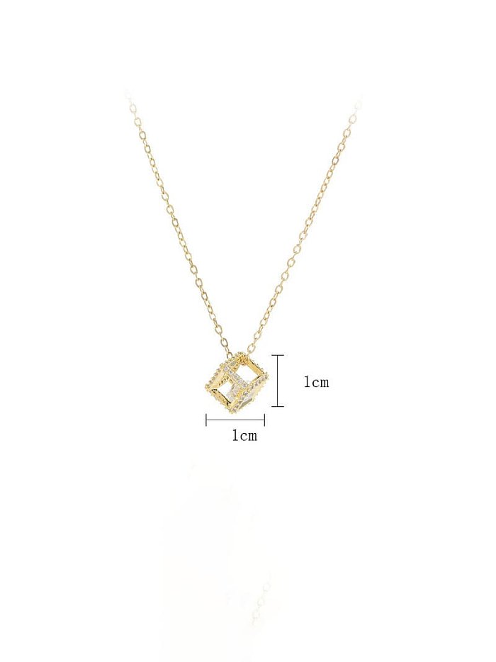 Brass Cubic Zirconia Geometric Dainty Necklace