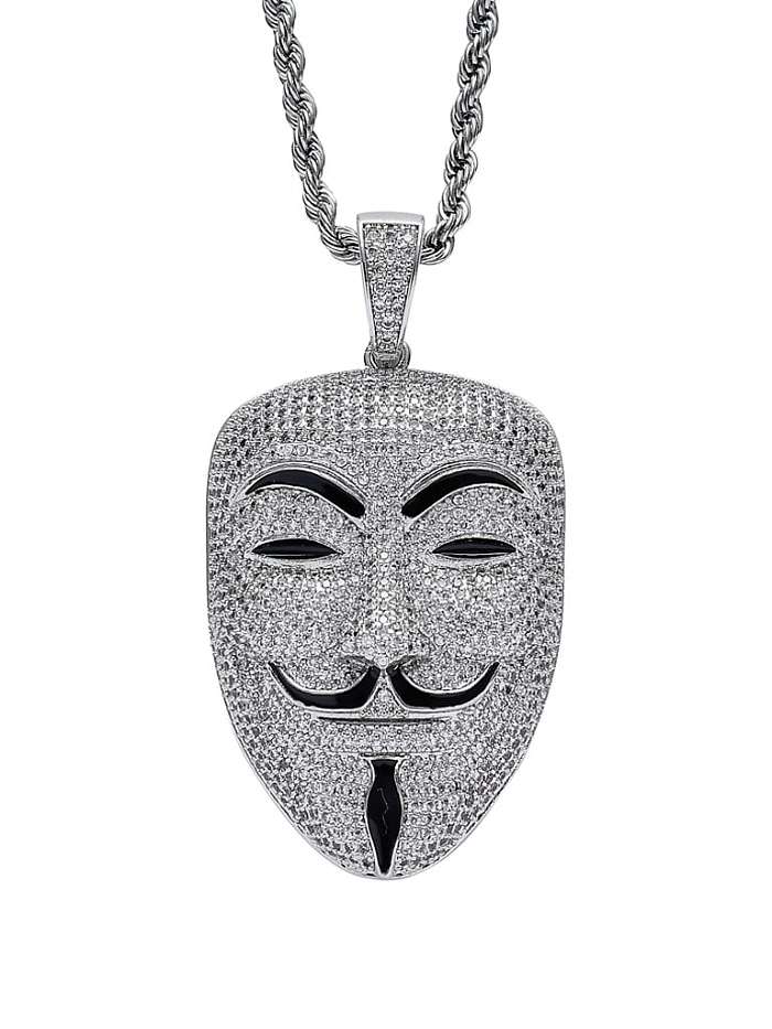 Brass Cubic Zirconia Enamel With avatar Hip Hop Necklace