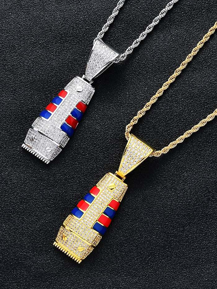 Brass Cubic Zirconia Shaver Hip Hop Necklace