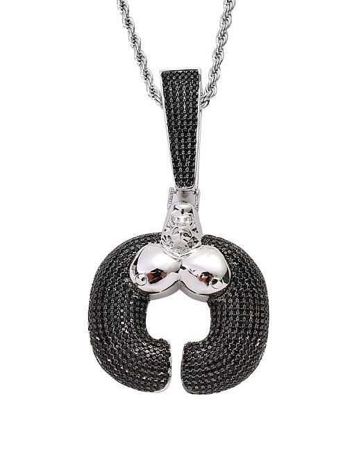 Collar Hip Hop de gorila negro con circonita cúbica de latón