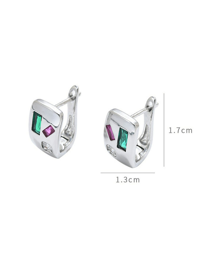 Brass Cubic Zirconia Geometric Minimalist Huggie Earring